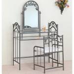 Vanities Casual Metal Vanity with Glass Top and Stool with Fabric Seat 2734