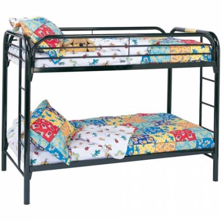 Metal Beds Twin Over Twin Bunk Bed with Built-In Ladders