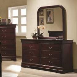 Louis Philippe 6 Drawer Dresser and Vertical Mirror Combination 203973+203974