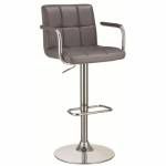 Dining Chairs and Bar Stools Adjustable Bar Stool with Grey Upholstery 121096