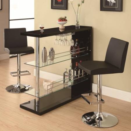 Bar Units and Bar Tables Rectangular Bar Unit with 2 Shelves and Wine Holder