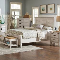 Franco Queen Bed with Louvered Panel Headboard