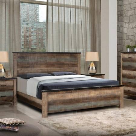 Sembene Rustic King Bed with Nailhead Accents