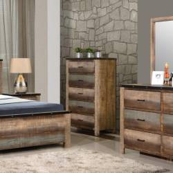Sembene Rustic Five Drawer Chest with Metal Accent