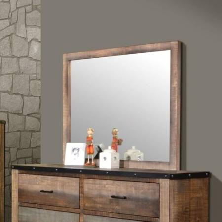 Sembene Mirror with Rustic Wood Frame