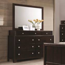Madison Dresser with Nine Dovetail Drawers and Mirror with Wood Frame