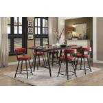 Appert Counter Height Dining Set - Red - Black Bi-Cast Vinyl 5566-24RD-GR