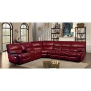 Pecos Reclining Sectional Set - Red Leather Gel Match