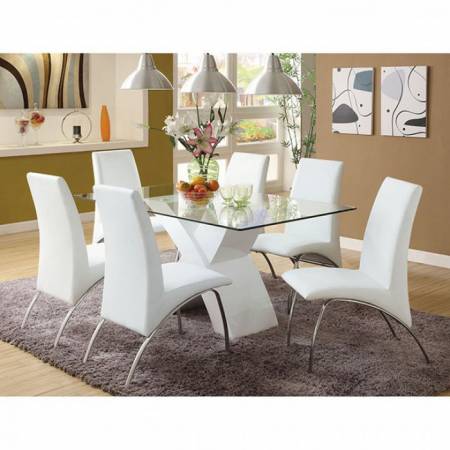 WAILOA 7PC SETS DINING TABLE + 6 Side Chair White