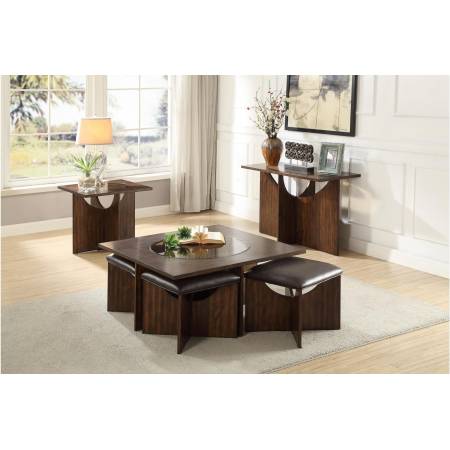 3614 Akita 3PC SETS Cocktail/End/Sofa Table with Four Ottomans