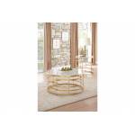 3608 Brassica 2PC SETS Round Cocktail/End Table with Faux Marble Top