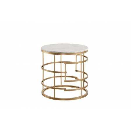 3608 Brassica Round End Table with Faux Marble Top