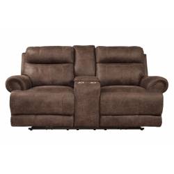 9911DBR Aggiano POWER Double Reclining Love Seat with Power Headrests