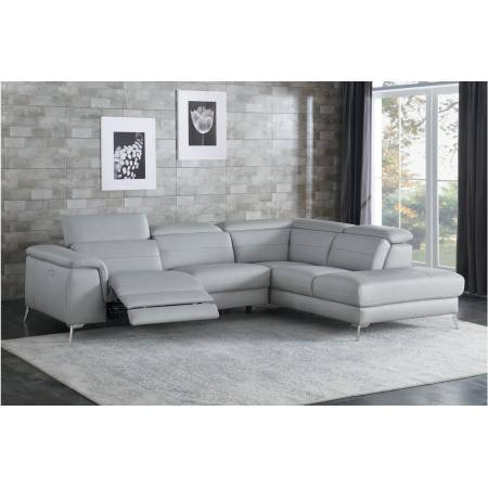 8256GY Cinque 2PC SET:SECTIONAL, ALL GENUINE LEATHER