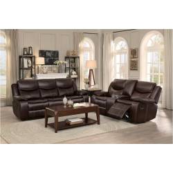 8230BRW Bastrop Double Glider Reclining Love Seat with Center Console