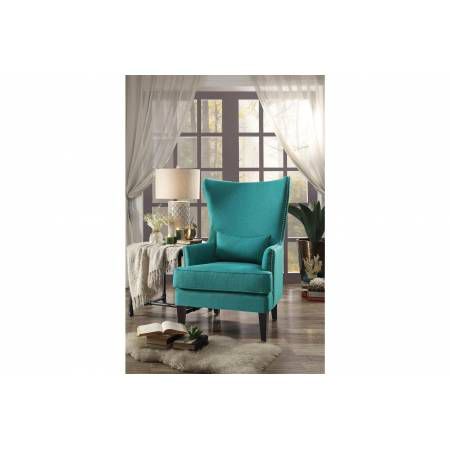1296F2S Avina Accent Chair with Kidney Pillow, Teal