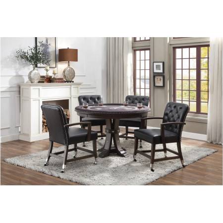 5609 Ante Round Dining/Game Table + 4 Arm Chairs with Casters