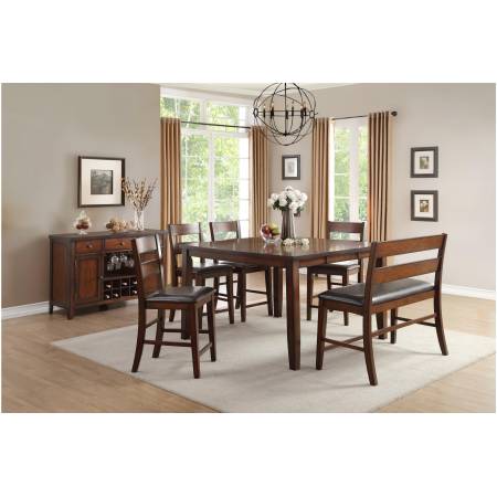 5547 Mantello 6PC SETS Counter Height Table + 4 Counter Height Chair + Counter Height Bench with Back