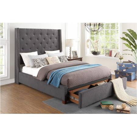 5877GY Fairborn Full Platform Bed with Storage Footboard