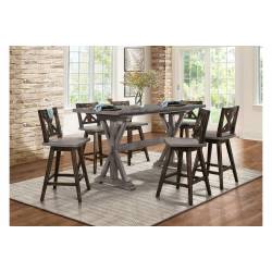 5602 Amsonia 7PC SETS Counter Height Table + 6 Swivel Counter Height Chair, Black
