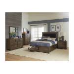 Griffon Platform Storage Bedroom 4pc Set - Antique Brown (QB+NS+DR+MR)