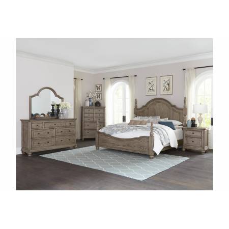 Lavonia Poster Bedrom Set - Wire-Brushed 1QB,1NS,1DR,1MR(NP)