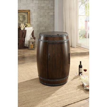 Chardonnay Wine Barrel Refrigerator Cabinet - Dark Cherry