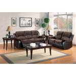 Cranley Reclining Sofa Set - Chocolate - Textured Plush Microfiber & Bi-Cast Vinyl