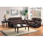 Cranley Reclining Sofa Set - Chocolate - Textured Plush Microfiber & Bi-Cast Vinyl