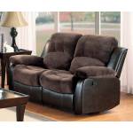 Cranley Love Seat Dual Recliner - Chocolate - Textured Plush Microfiber & Bi-Cast Vinyl