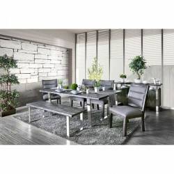 MANDY 6PC SETS DINING TABLE Antique Gray finish