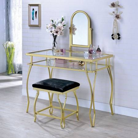 KERRVILLE VANITY TABLE W/STOOL Champagne finish