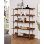 JERRIK SHELF Light walnut & gold finish