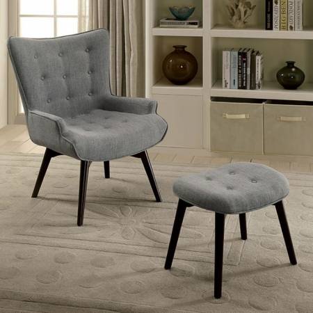 LOGRONO ACCENT CHAIR W/OTTOMAN Gray