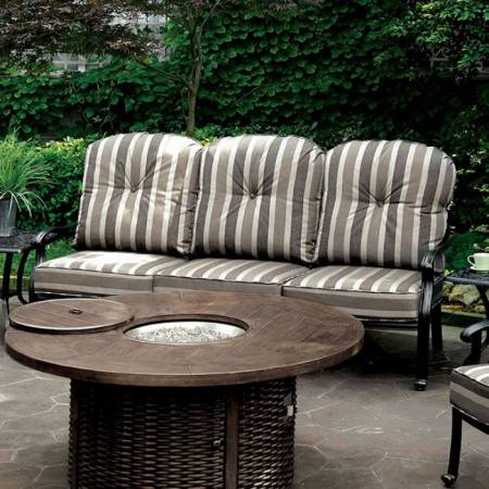 FERNANDA PATIO SOFA Antique Black Frame/Striped Cushion