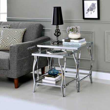 MARFA NESTING TABLE Chrome finish