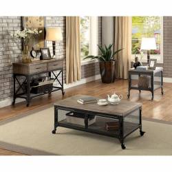 URSULA 3PC SETS SOFA/COFFEE/END TABLE Gray & black with white point