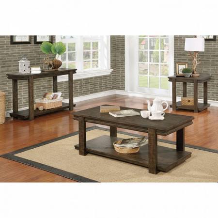 GIJON 3PC SETS SOFA/COFFEE/END TABLE Walnut finish