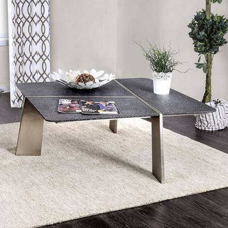 SHANNON COFFEE TABLE Tempered Stone & Satin Plated