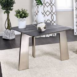 SHANNON END TABLE Tempered Stone & Satin Plated