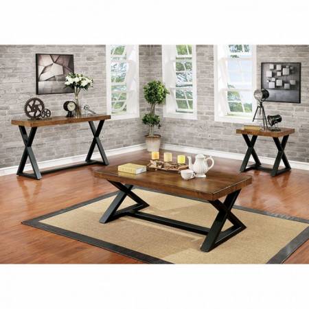 NIKKI 3PC SETS SOFA/END/COFFEE TABLE Oak, Black