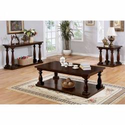 TAMMIE 3PC SETS SOFA/COFFEE/END TABLE Brown cherry finish