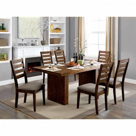 KIRSTY 7PC SETS DINING TABLE Rustic Walnut finish