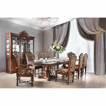 LUCIE 9PC SETS DINING TABLE Brown Cherry