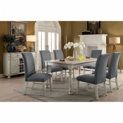 KATHRYN 7PC SETS ROUND DINING TABLE White finish