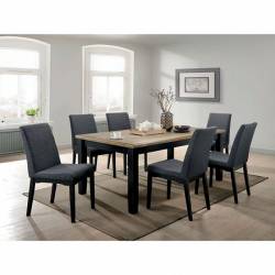 MARIAM 7PC SETS DINING TABLE Wire-Brushed Oak & Black finish