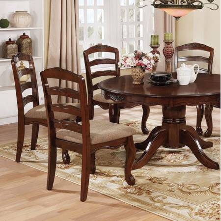 TOWNSVILLE ROUND DINING TABLE Dark Walnut Finish