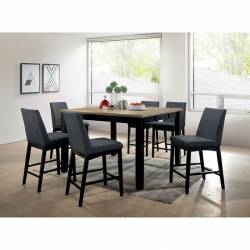 MARIAM 7PC SETS COUNTER HT. TABLE Wire-Brushed Oak & Black finish