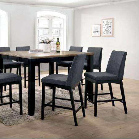 MARIAM COUNTER HT. TABLE Wire-Brushed Oak & Black finish