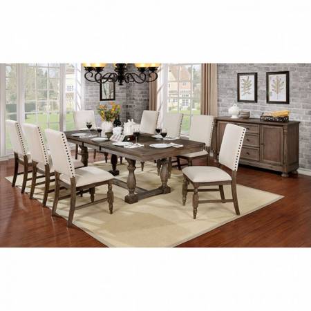 ROESELARE 9PC SETS DINING TABLE Wire-brushed gray finish